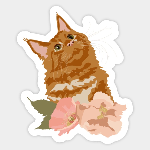 Ginger Orange Cat Sticker by dumbbunnydesign